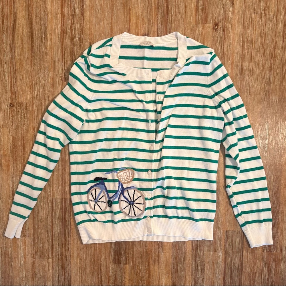 TALBOTS STRIPPED CARDIGAN SWEATER
